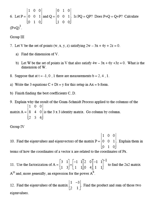 6 Let P 0 0 1 And Q 0 0 1 Is Pq Qp Does P Q P Chegg Com