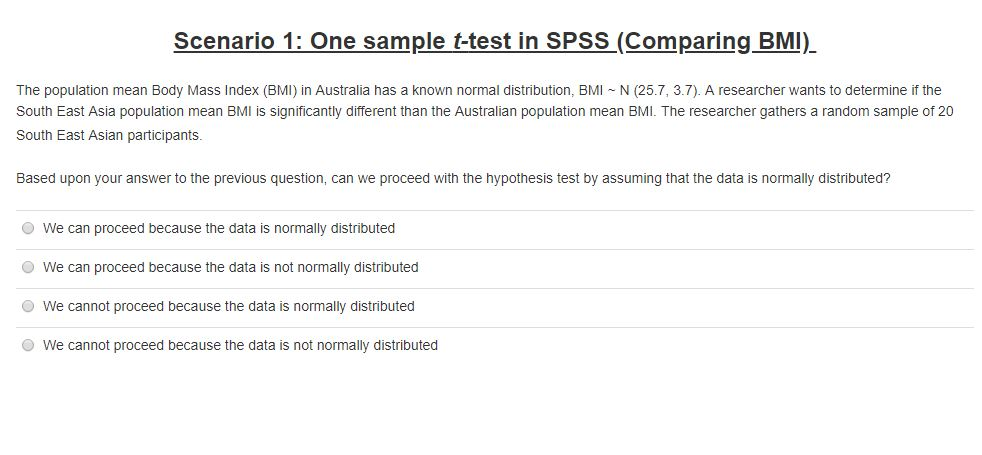 Solved Scenario 1 One Sample T Test In Spss Comparing B