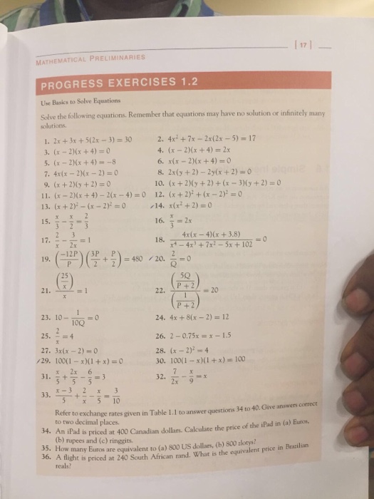 Solved Solve Equations Solve The Following Equations Rem Chegg Com