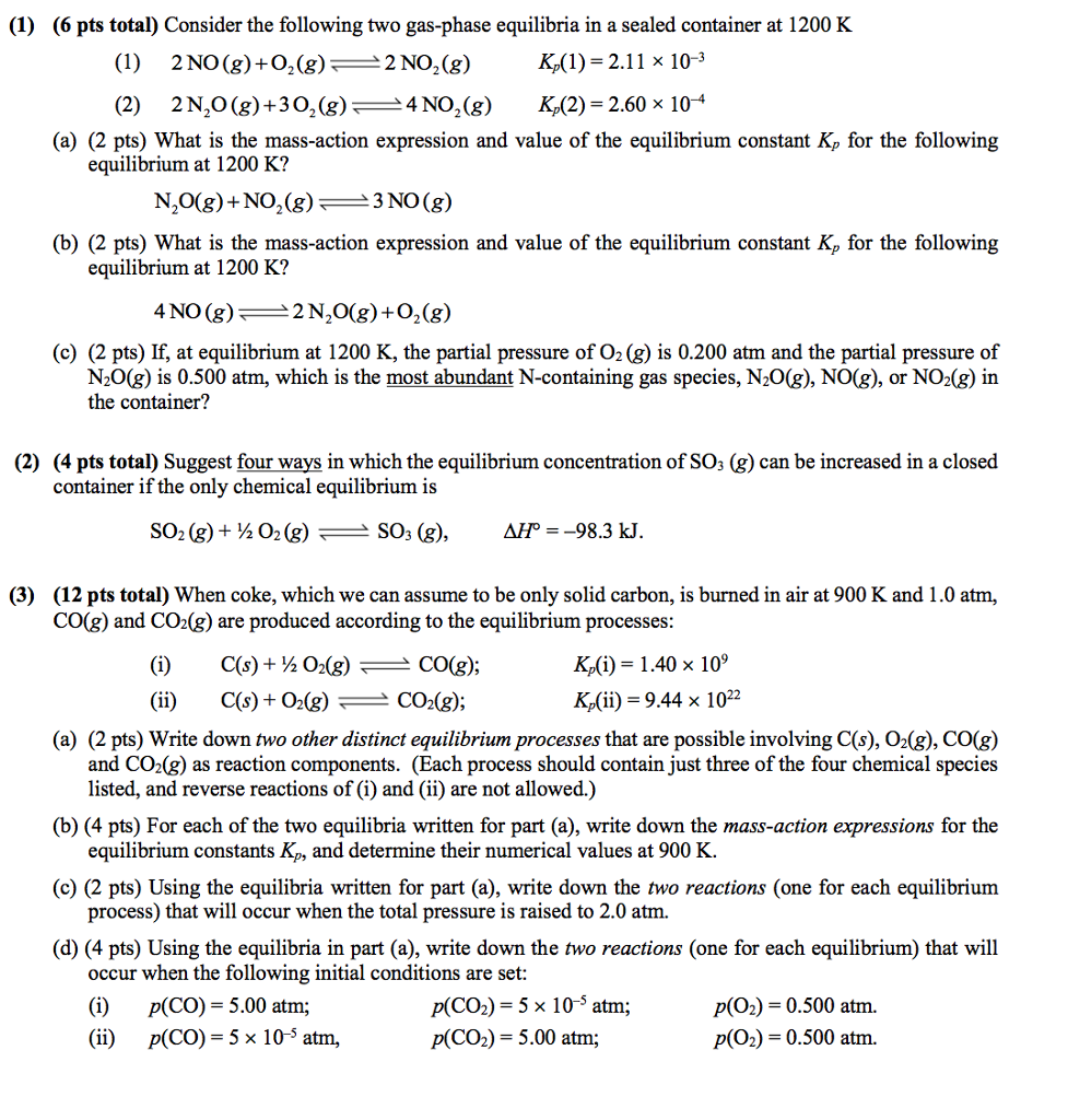 Solved 1 6 Pts Total Consider The Following Two Gas P Chegg Com