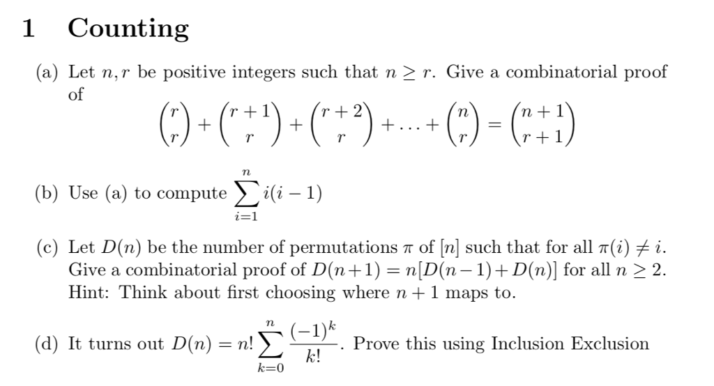 Solved 1 Counting A Let N R Be Positive Integers Such T Chegg Com