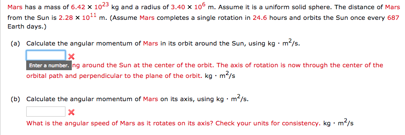 Mars Has A Mass Of 6 42 X 1023 Kg And A Radius Of Chegg Com