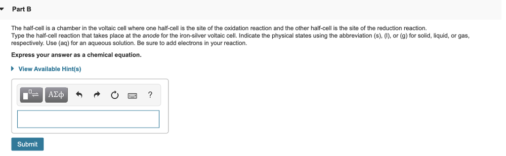 Solved Part C The Halfcell Is A Chamber In The Voltaic C