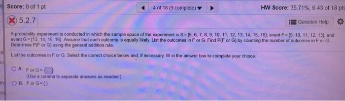 Solved 1 List Outcomes In F Or G 2 Find P F Or G 3 De Chegg Com