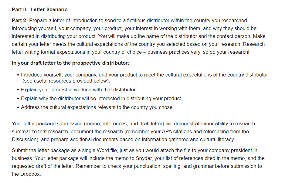 Solved Part Ii Letter Scenario Part 2 Prepare A Letter O Chegg Com