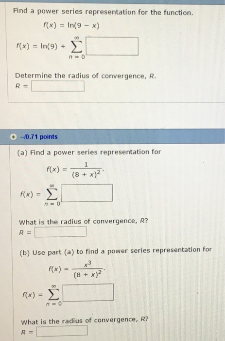 Solved Find A Power Series Representation For The Functio Chegg Com