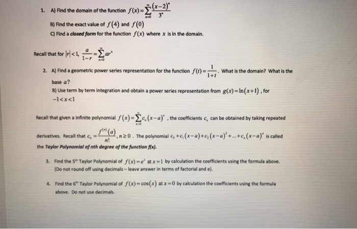 Solved Find The Domain Of The Function F X Sigma Infin Chegg Com