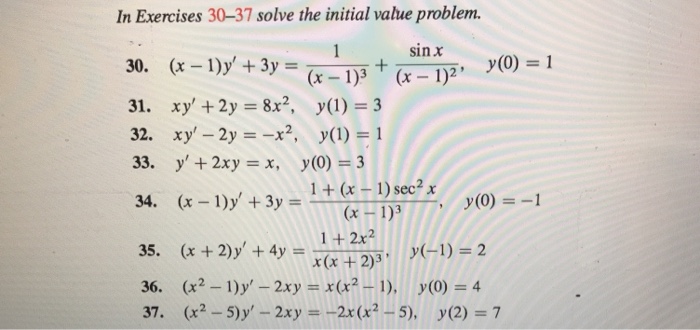 In Exercises 30 37 Solve The Initial Value Problem Chegg Com