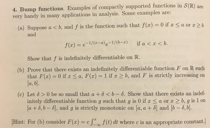 Solved Examples Of Compactly Supported Functions In S R Chegg Com