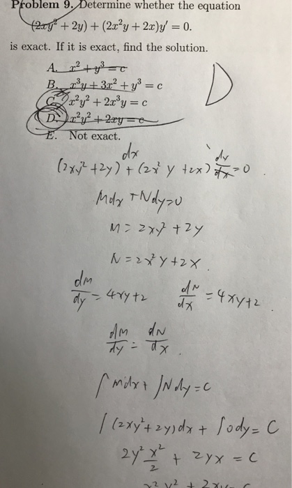 Solved Determine Whether The Equation 2xy 2 2y 2x 2 Y Chegg Com