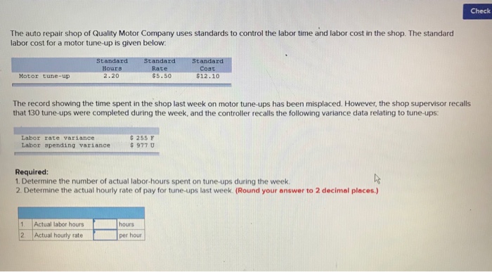 Tune Up Cost >> Solved Check The Auto Repair Shop Of Quality Motor Compan Tune Up Cost >> Solved Check The Auto Repair Shop Of Quality Motor Compan