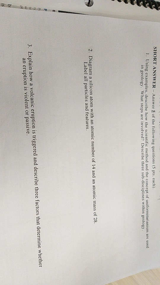 5 The Of Solved: Questions Following ANSWER- ... SHORT Answer