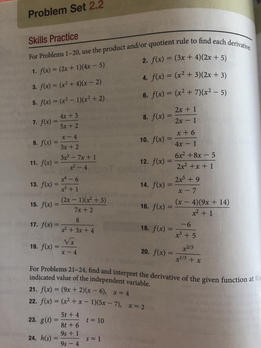 Problem Set 2 2 For Problems 1 Use The Product Chegg Com