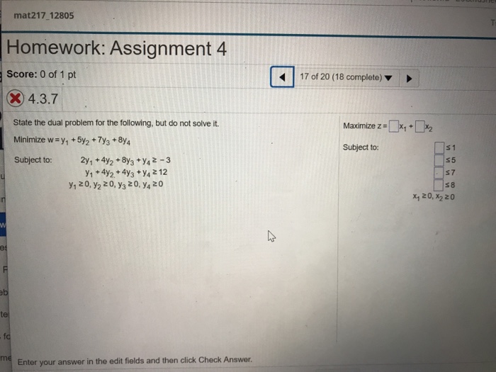 Solved Mat217 Homework Assignment 4 I Score 0 Of Chegg Com