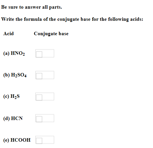 Solved Be Sure To Answer All Parts. Write The Formula Of