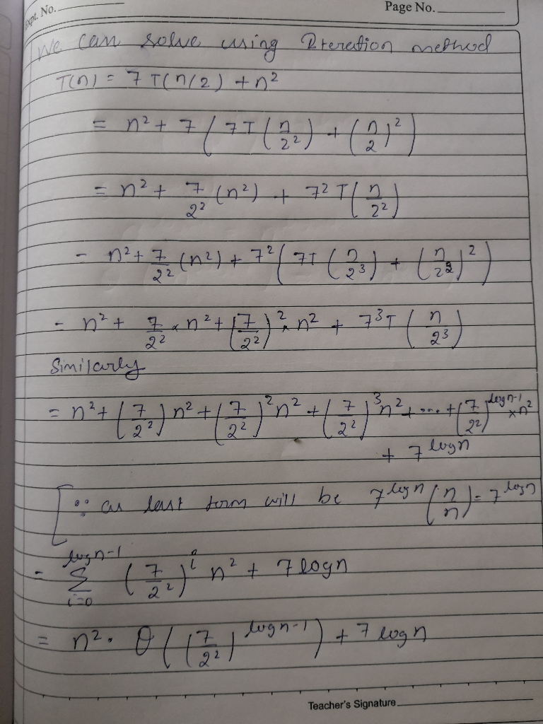 Page No. TOl 2 2. 2 Smila Teachers Signature