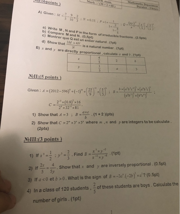 Solved Leriopoints Mark 30 2 6 5 10 3 Rite M N And P I Chegg Com