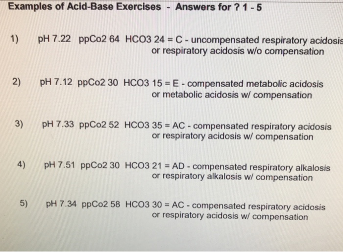1 Ph 7 22 Ppco2 64 Hco3 24 Ph 7 12 Ppco2 30 Hc03 Chegg Com