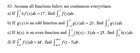 Solved 63 Assume All Functions Below Are Continuous Ever Chegg Com