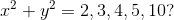 r2 + y2 = 2. 3. 4. 5, 10?