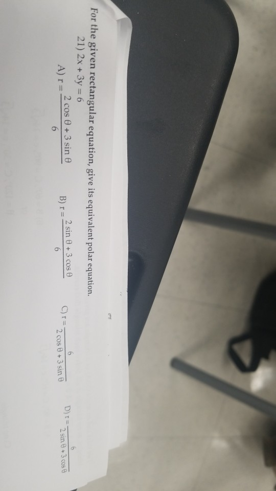 Solved For The Given Rectangular Equation Give Its Equiv