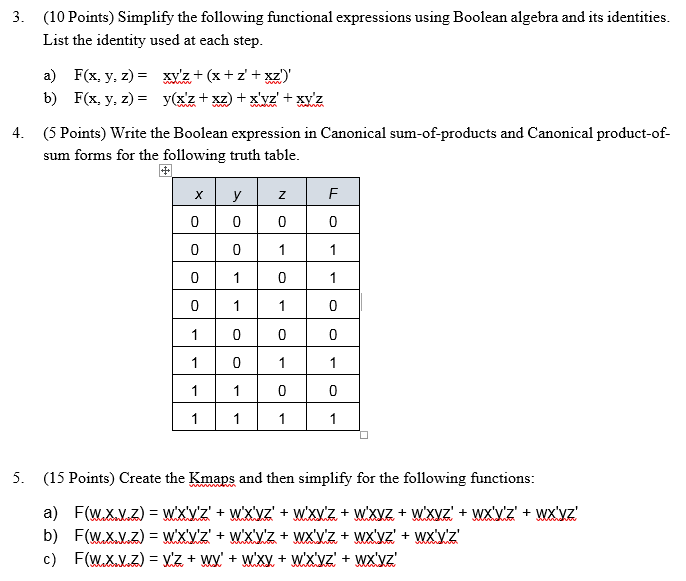 3 10 Points Simplify The Following Functional Chegg Com