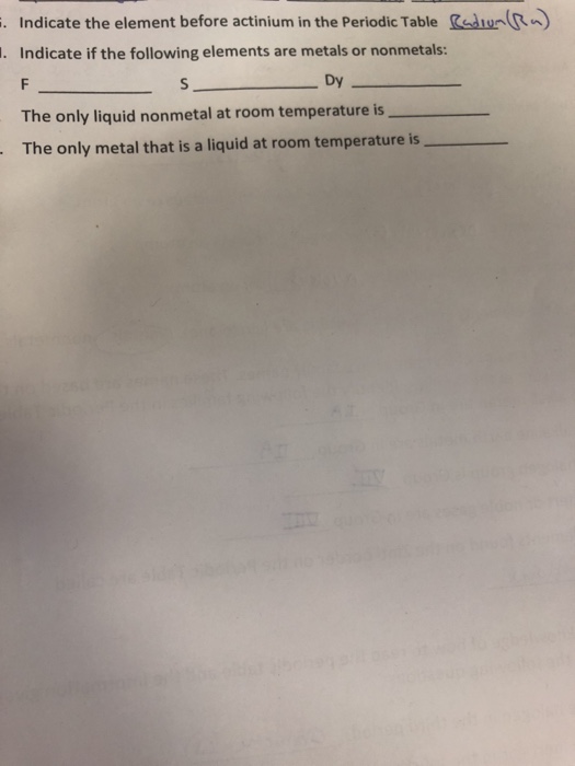 Solved Indicate The Element Before Actinium In The Peri