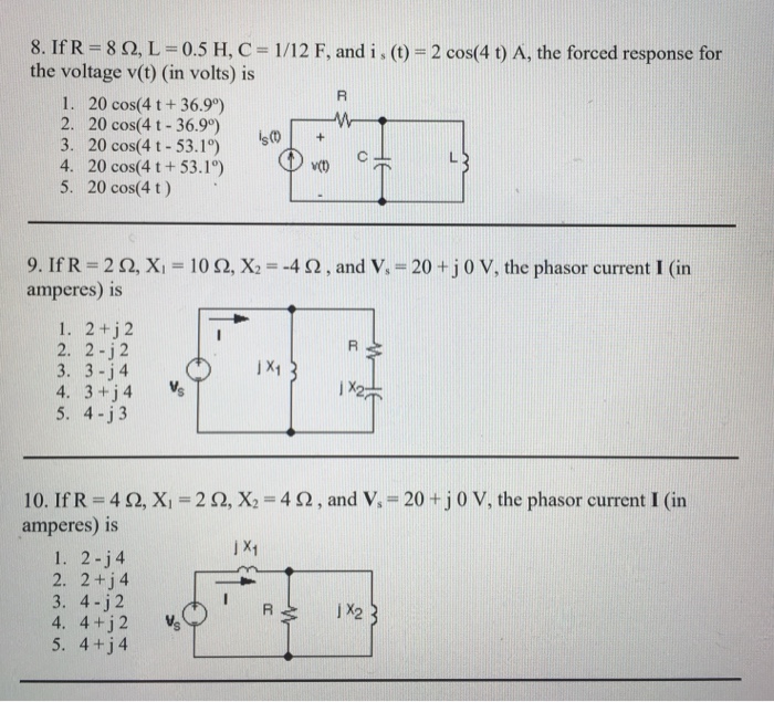 Solved 8 If R 8 L 0 5 H C The Voltage V T In Volts Chegg Com