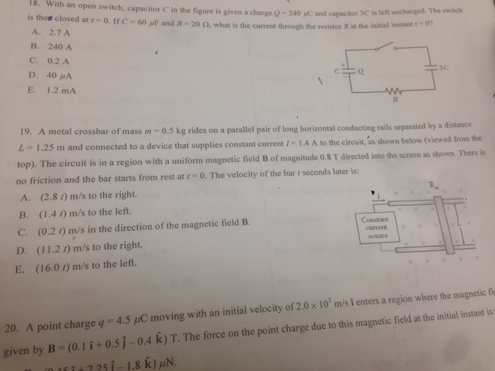 Solved With An Open Switch Capacitor C In The Figure Is Chegg Com