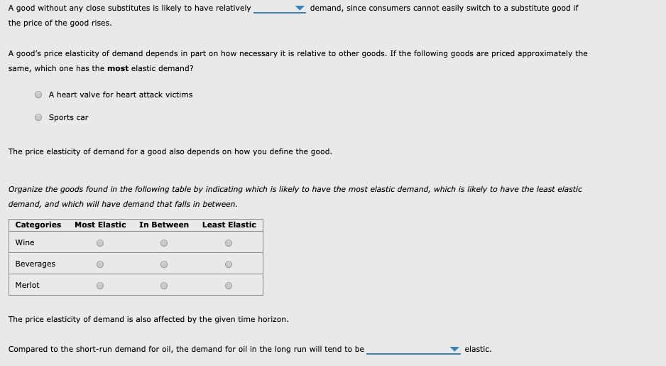 Solved 1 Determinants Of The Price Elasticity Of Demand Chegg Com