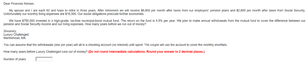 Solved Dear Financial Adviser My Spouse And I Are Each 6 Dear Financial Adviser My Spouse And I Are Each 62 Hope To Retire In