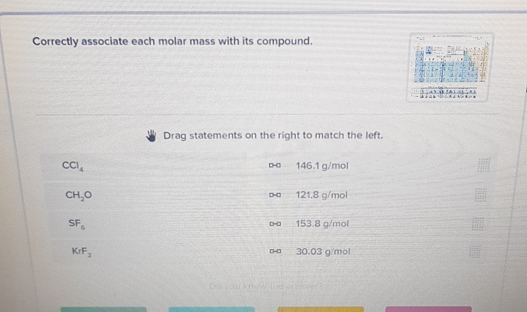 Solved Correctly Associate Each Molar Mass With Its Compo