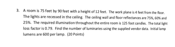 Solved 3 A Room Is 75 Feet By 90 Feet With A Height Of 1