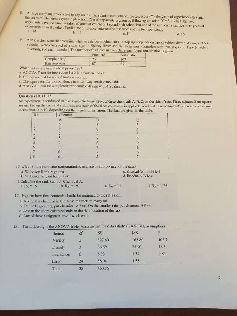 S A Large Company Gives A Test To Applicants The Chegg Com