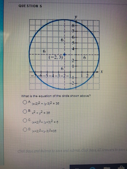 Solved Question 5 6 6 What Is The Equation Of The Circle Chegg Com