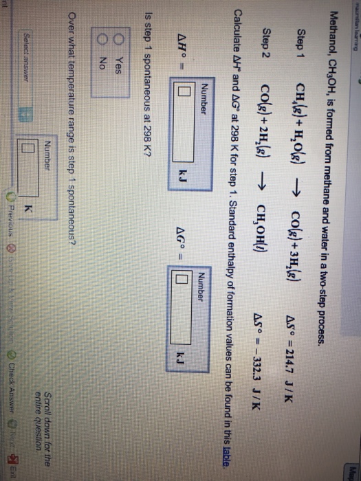 Methanol Ch3oh Is Formed From Methane And Water In Chegg Com