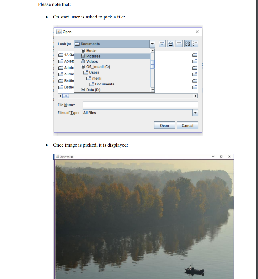 Please note that .On start, user is asked to pick a file Open Documents Look In: Music Pictures Videos OS Install (C:) 4A Ad