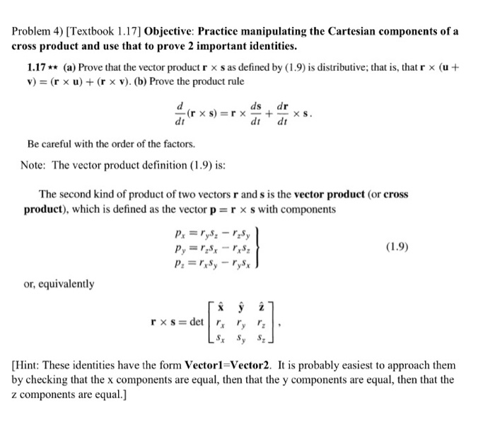 vector cross product problems