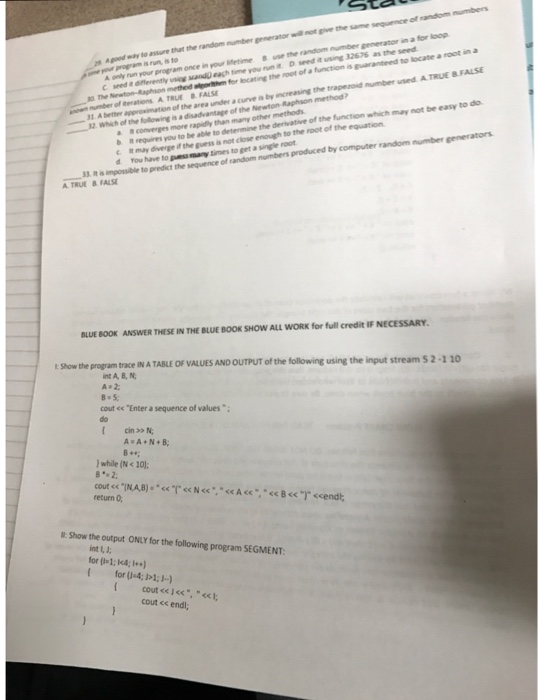 For Loop The Random Number Generator In A A Only R Chegg Com