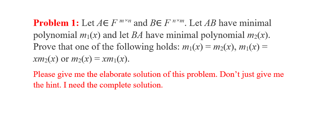 Problem 1 Let Ae F And Be F M Let Ab Have Minima Chegg Com