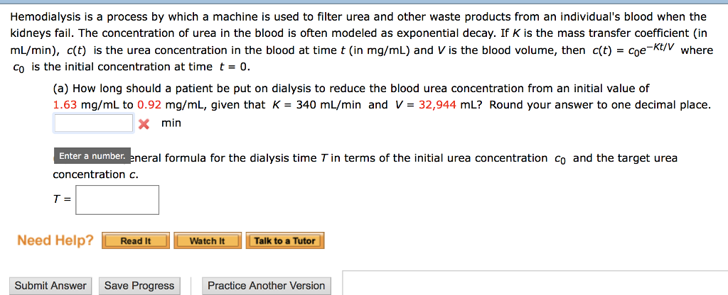 Solved Hemodialysis Is A Process By Which A Machine Is Us Chegg Com