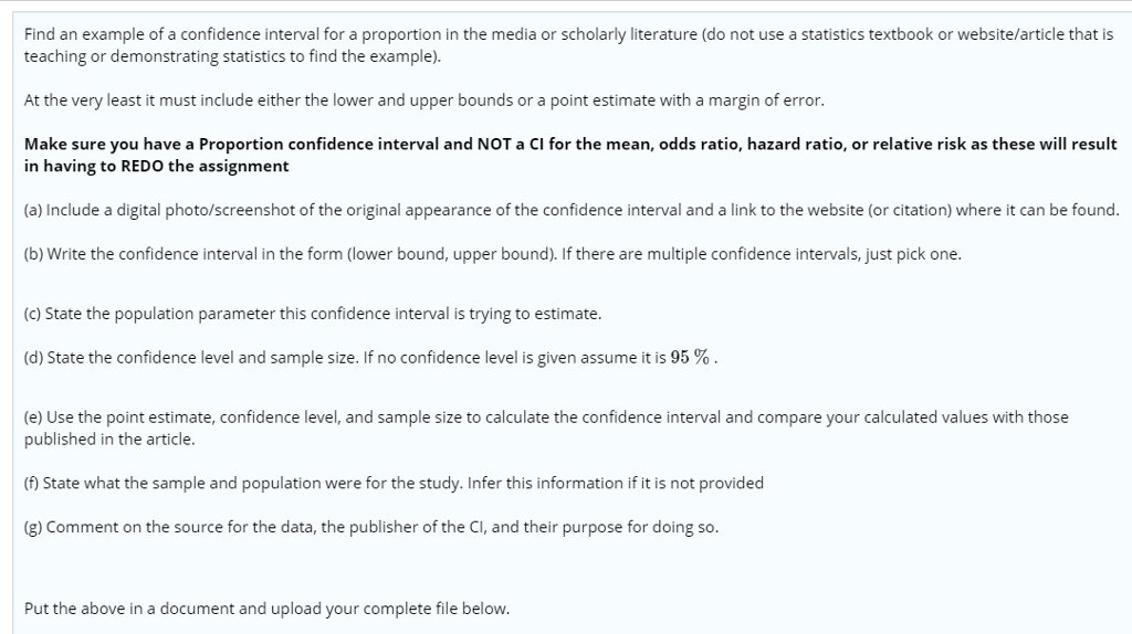 Solved Find An Example Of A Confidence Interval For A Pro Chegg Com