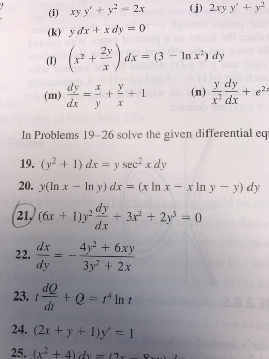 Solved Xy Y Y 2 2x 2xy Y Y 2 Y Dx X Dy 0 X 2 Chegg Com