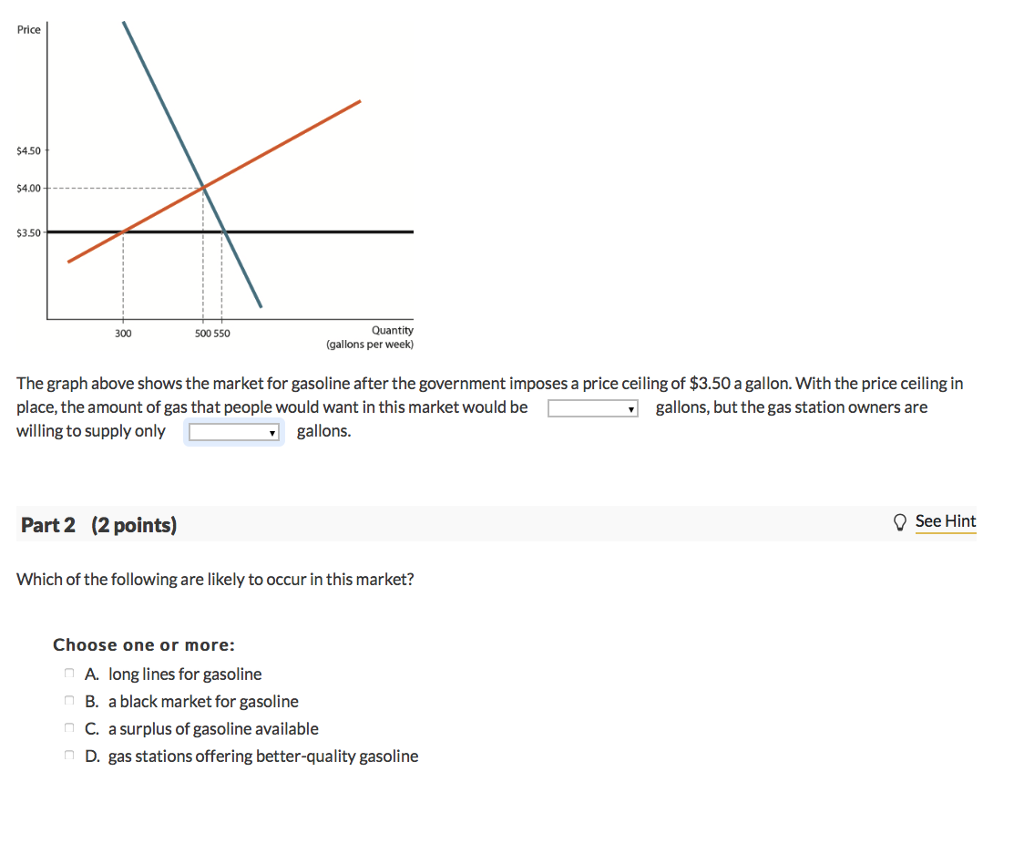 Solved The Graph Above Shows The Market For Gasoline Afte