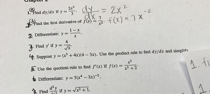 Solved 2 Find Dy Dx If Y 3 Ind The First Derivative Of Chegg Com