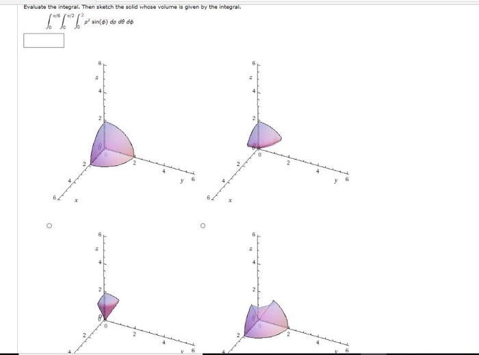 Evaluate the integral. Then sketch the solid whose volume is given by the integral.