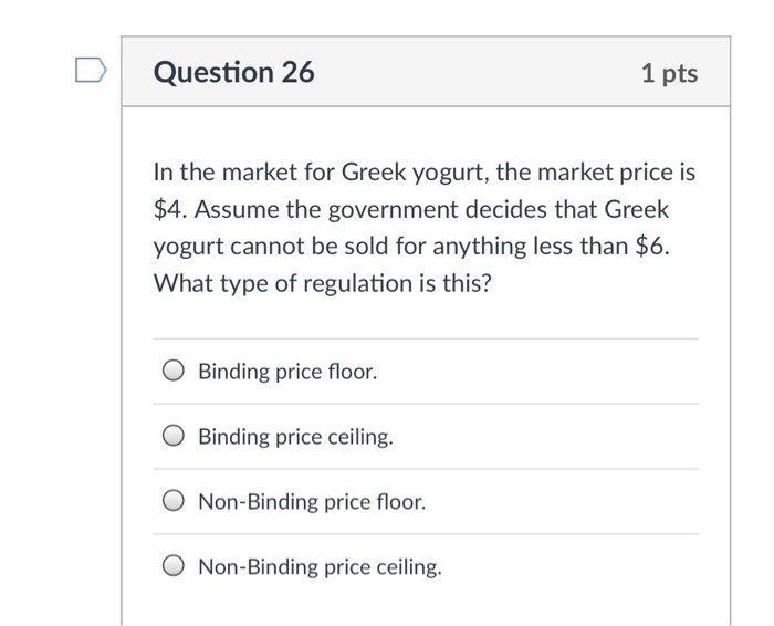 Solved Question 26 1 Pts In The Market For Greek Yogurt