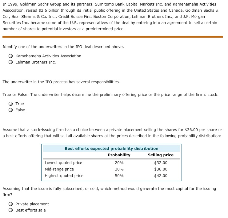 In 1999 Goldman Sachs Group And Its Partners Chegg Com