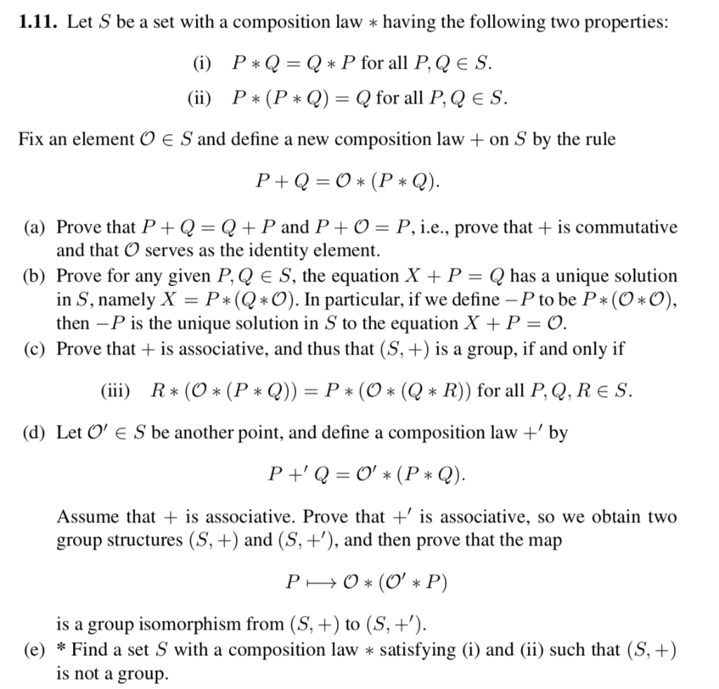 Solved 1 11 Let S Be A Set With A Composition Law Having Chegg Com