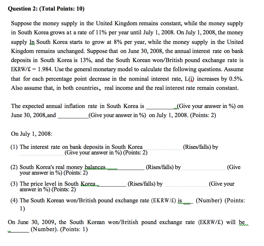 Solved Question 2 Total Points 10 Suppose The Money S Question 2 Total Points 10 Suppose The Money Supply In United